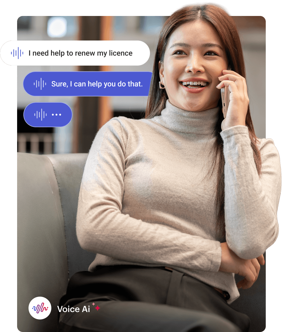 Customer using Oration's Voice AI to help solve her licence enquiry