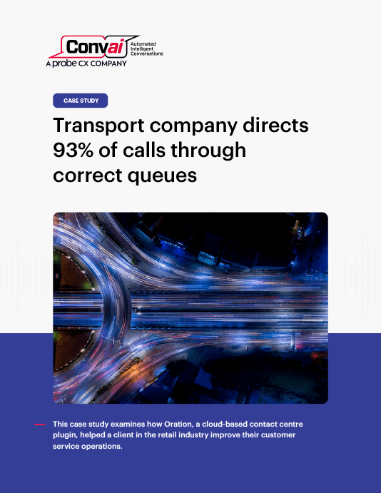 Transport company directs 93% of calls through correct queues